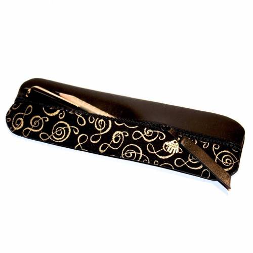 FEDERMÄPPCHEN Leder schwarz & Musik Notenschlüssel