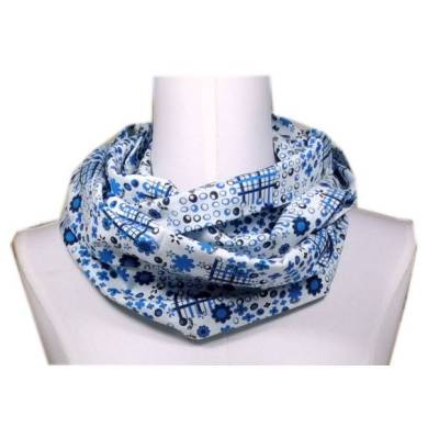 Loop Schlauchschal schwarz blau weiß Blumen floral handmade Schal Damen