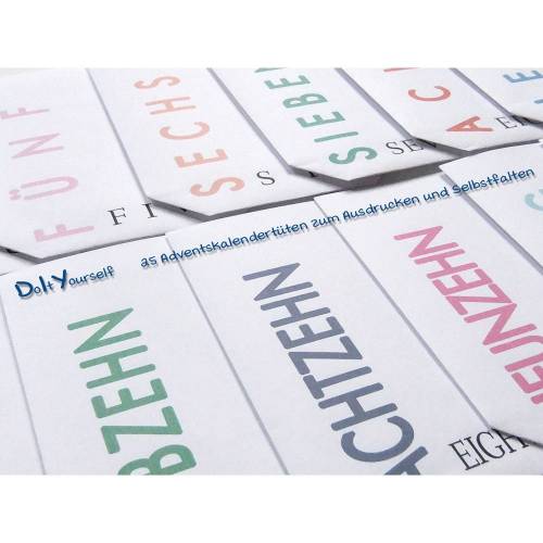 DIY, ebook, pdf, Adventskalender-Tüten zum Ausdrucken V2