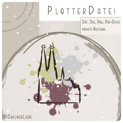 Plotterdatei Kölner Dom Splash Edition – Modernes Plottmotiv mit Streetart Flair