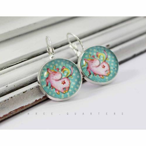 Einhorn, Ohrringe, silber, Regenbogen, bunt, stylisch, boho, Style, trendy, modisch, Schmuck, ontrend, Sommer, niedlich, süß, türkis