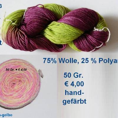 Handgefärbte Sockenwolle – Bunte Socken-Wolle 100g, 15% reduziert, perfektes Geschenk für Strickerinnen