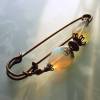 große Tuchnadel Opal - Glas mit Bronze N10-AB-31