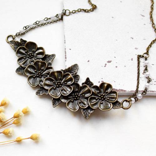 Blumenliebe • Halskette bronze | Statementkette | Geschenkidee Frau | Freundin | Schwester | Mama