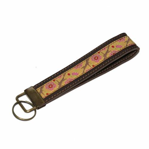 Elegantes kleines Schlüsselband Leder & Stoff
