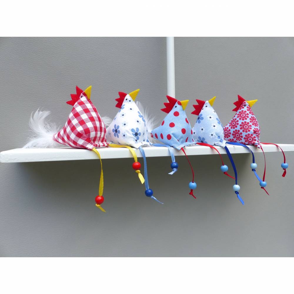 5 Hühner, Stoffhühner, Osterdeko Bild 1