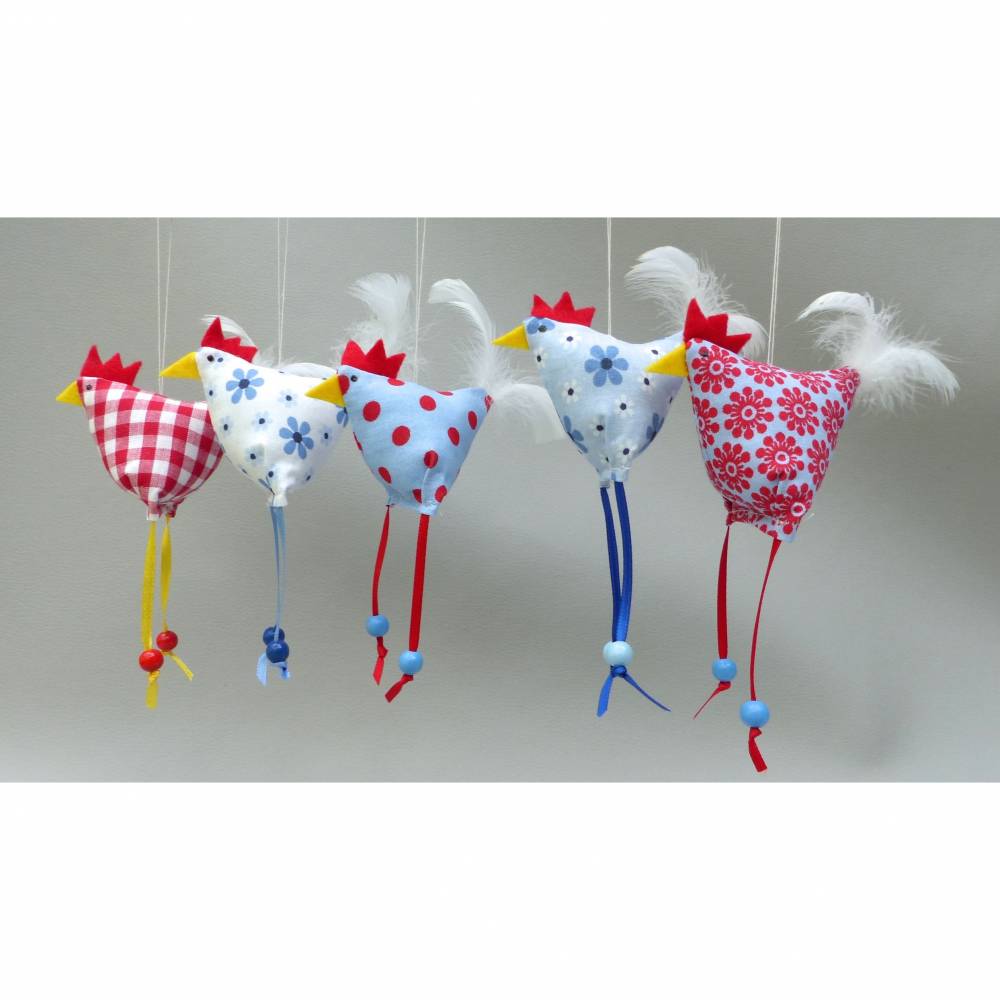 5 Hühner, Stoffhühner, Osterdeko Bild 4