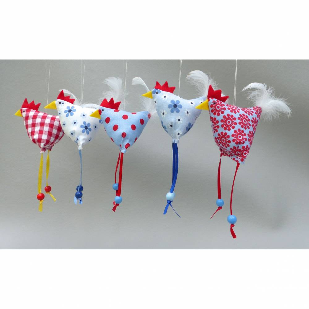 5 Hühner, Stoffhühner, Osterdeko Bild 5