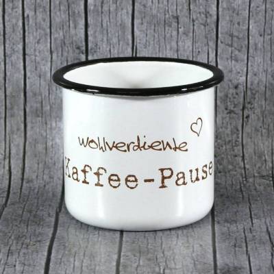 Tasse **Kaffee** von ZWEIFARBIG aus Emaille Kaffeetasse Geschenk Emaillebecher Geburtstag Dekoration Emailletasse