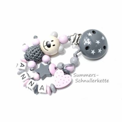 Schnullerkette Teddy Bär mit Namen, Mädchen
