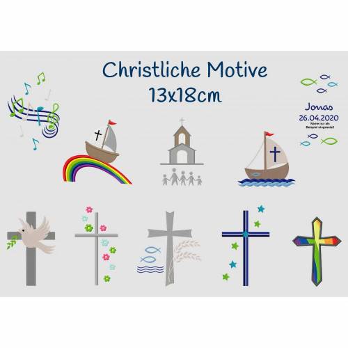 Stickdatei Christliche Symbole 13x18cm Rahmen