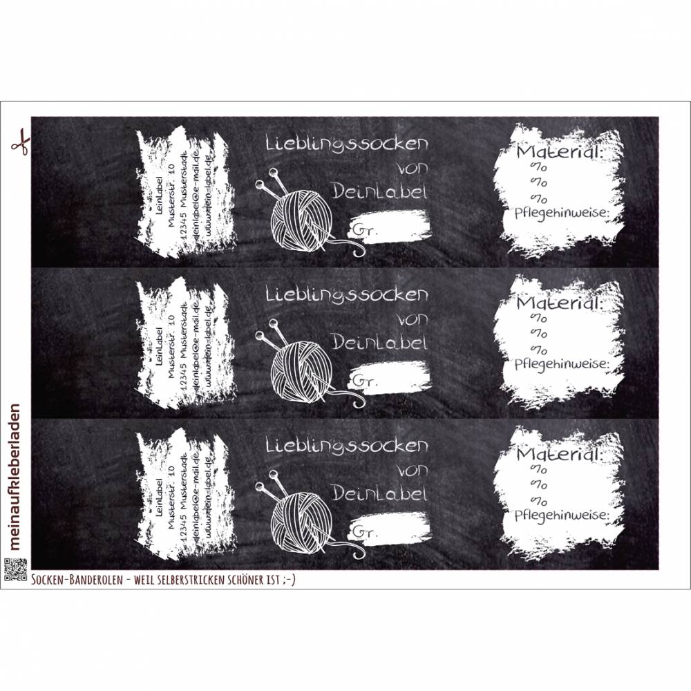 6 Sockenbanderolen: Lieblingssocken Tafeloptik - personalisierbar | mit transparente Klebepunkte Bild 2