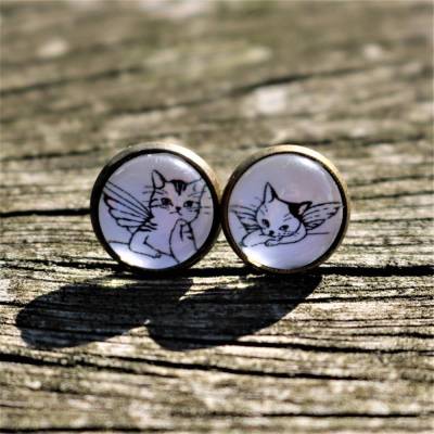 Ohrringe u Ringe Cabochonschmuck verschiedene Fassungen Katzenpaar