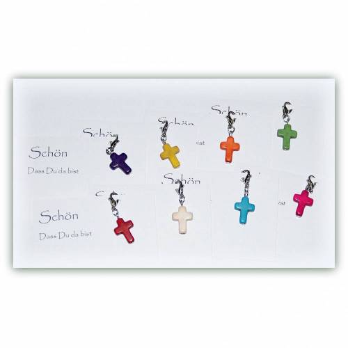 8 x Gastgeschenk Kreuzchen für Taufe und Kommunion mit Kärtchen, Give away