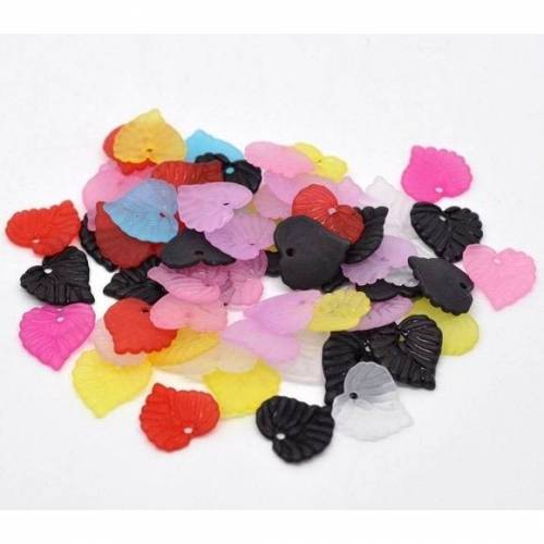 25 Anhänger, Blatt, Blätter, charm, charms, Acryl, bunt,  13857