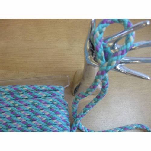 Kordel, Flechtkordel,Hoodiekordel, 8mm, mint-flieder Töne,100% Baumwolle (1m/2,50  €)