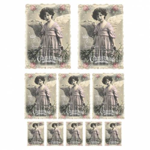 Stanzteile- Kartenaufleger - Scrapbooking- Weihnachten - Engel - Nostalgie - Vintage - 40023