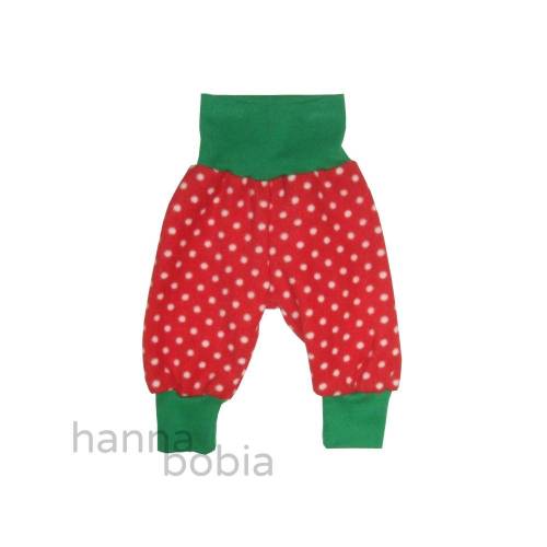 Babyhose (Fleece), Größe 62, Punkte auf rot