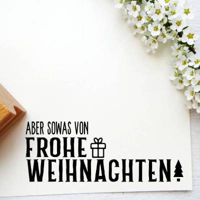 Weihnachtsstempel "Frohe Weihnachten" Etikettenstempel, Stempel, Verpackungen, Holzstempel