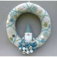 Türkranz aus Filz, Winterkranz, Deko-Kranz für den Winter, Adventskranz mit Wichtel
