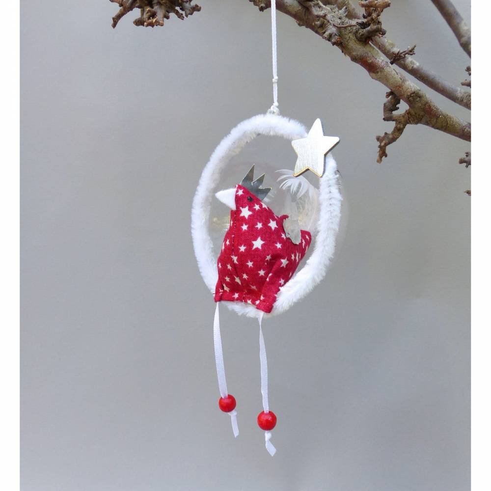 Christbaumschmuck-Huhn *Chilling Christmas-Chicken* Weihnachtsdeko, Stoffhuhn für Weihnachten, andere Weihnachtskugel Bild 1