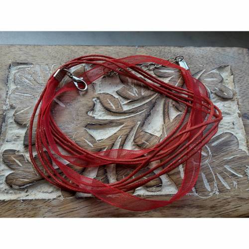 Kette Organza Kordel 42cm lang mit Verlängerung rot