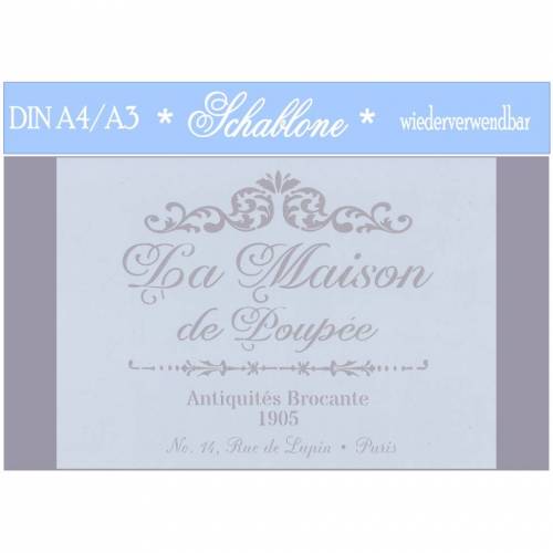 Schablone - A4 - A3 - wiederverwendbar - Vintage - Shabby - Nostalgie - Maison -  7008