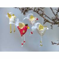 4 Christbaumschmuck-Hühner *crazy Christmas-Chicken-Mix* Weihnachtsdeko, Stoffhühner für Weihnachten