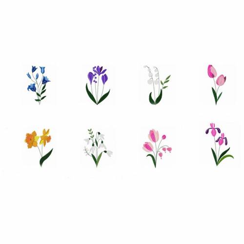 Stickdatei Blumen Frühlingsblumen 16 teilig 10x10 und 13x18 Rahmen Frühblüher Frühling Blume