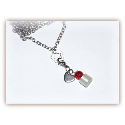 Edelstahl Charmkette Blümchen mit Anhänger Polaris / Herzchen