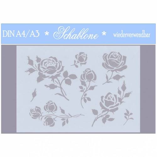 Schablone - A4 - A3 - wiederverwendbar - Vintage - Shabby - Nostalgie - Rosen - 7199