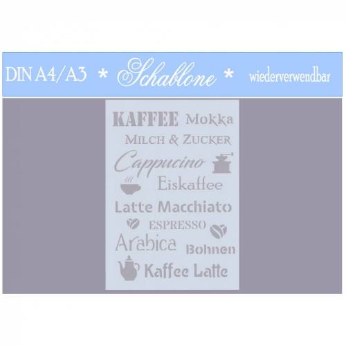 Schablone - A4 - A3 - wiederverwendbar - Vintage - Shabby - Nostalgie - Kaffee - 7200