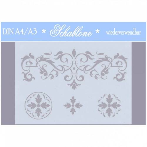 Schablone - A4 - A3 - wiederverwendbar - Vintage - Shabby - Nostalgie - Ornament - Bordüre - 7198