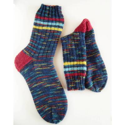 Herrensocken Männersocken, Wunschgröße bunte Mulitcolor Männer-Socken, handgestrickte Socken Mustermix, Farbenmix
