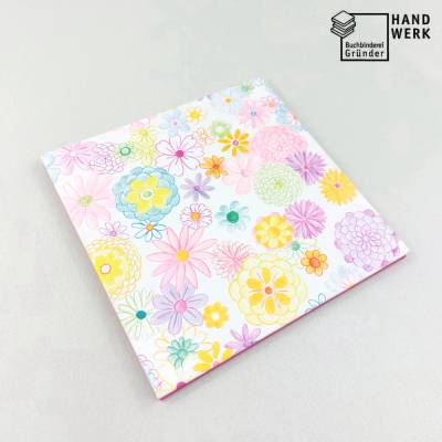 Leporello, Blumen, pink innen, quadratisch 16x16 cm