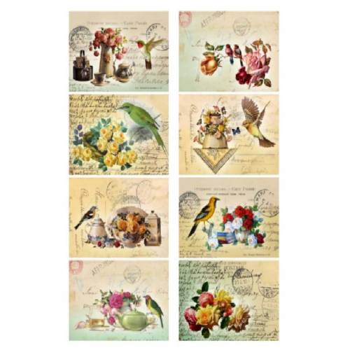 Aufkleber-Etiketten-Papier-Folie-Vintage-Shabby-Vögel-1168