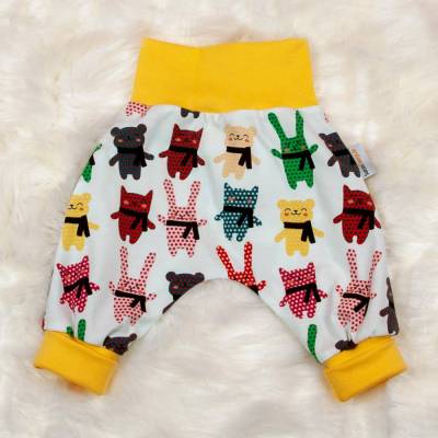 Baby Frühchen Mädchen Jungen Pumphose "Lustige Kuscheltiere" ab Gr. 38-40 Geschenk Geburt Stoffauswahl