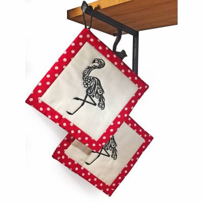 Topflappen ITH Flamingo 4er Set für 20x30/ 20x20/ 20x28 Rahmen Stickdatei + Leerdatei
