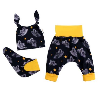 Halloween Outfit 3tlg. Set Pumphose-Mütze-Tuch "Gespenst"