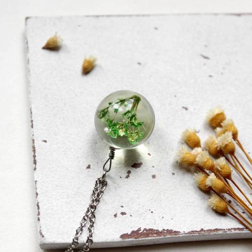 Green Flower • Halskette silber | echte Blüte | Naturschmuck | Geschenk Frau | Freundin | Schwester | Mama