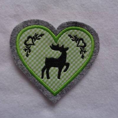 ﻿﻿ Applikation  Aufnäher  Herz  Hirsch
