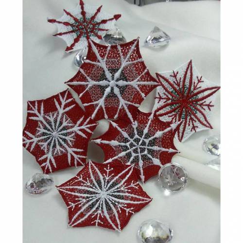 Lace Schneeflocken Stickdatei 4 teilig Winter Weihnachten Rahmen 10x10