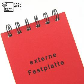 Notizblock, externe Festplatte, rot schwarz, Spiralblock