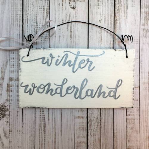 Holzschild, handbemalt,"Winter Wonderland", Türschild, Deko, Haustür, Eingang, Willkommen, Weihnachtsdeko, Winterdeko, Holz, Zuhause,
