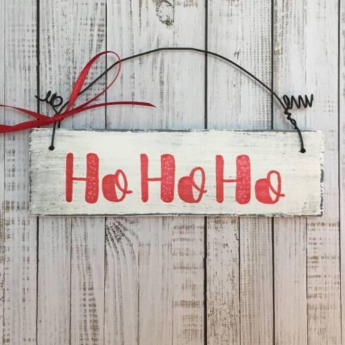 Türschild handbemalt "Ho Ho Ho"  Holzschild Deko Schild Shabby Holz Haustür Willkommen Winter Weihnachten Weihnachtsdeko Eingang Wohnzimmer