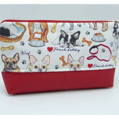 Kosmetiktasche French Bulldog mit Kunstleder