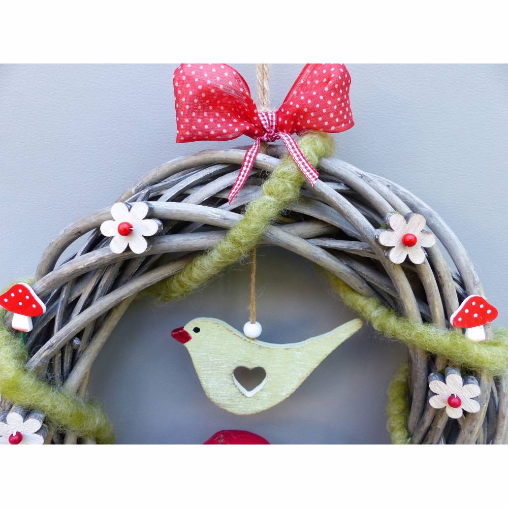 Türkranz, Herbstkranz, Deko-Kranz für den Herbst mit Fliegenpilz Bild 5