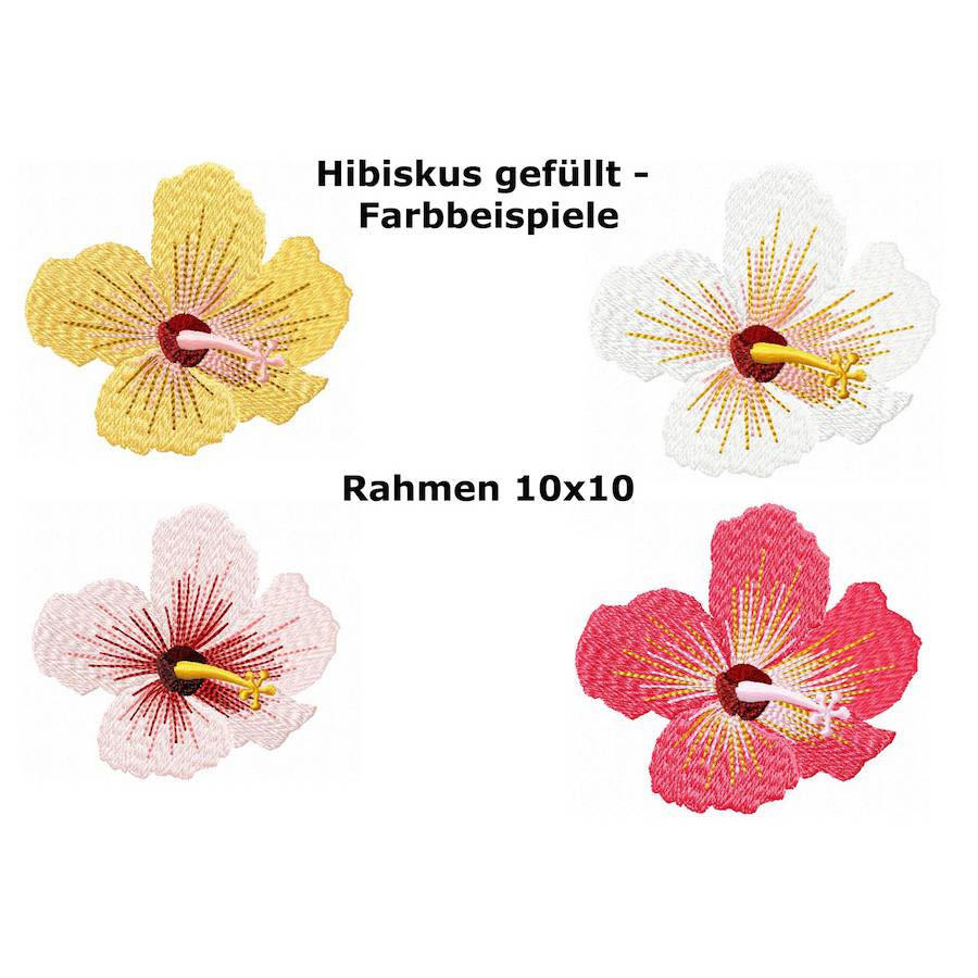 Stickdatei Hibiskus Blüte Blume 4tlg. in 2 verschiedene Varianten Rahmen 10x10 Bild 2