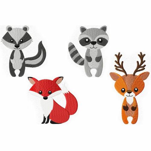 Stickdatei Tier Kinder SET 1 mit 4 Motiven in je 3 Größen Rahmen 10x10/ 13x18