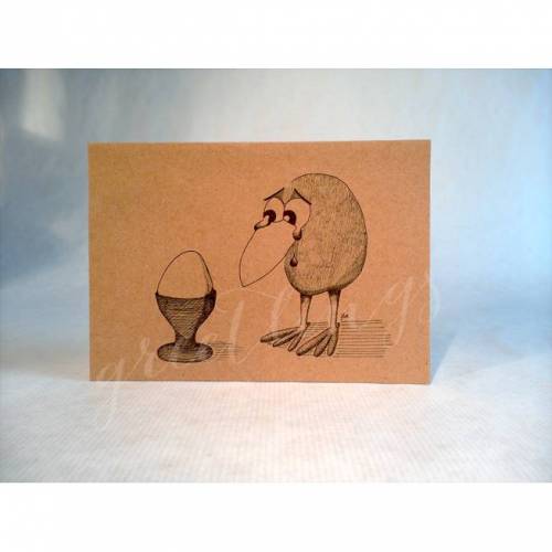 Postkarte A6, Trauriger Vogel